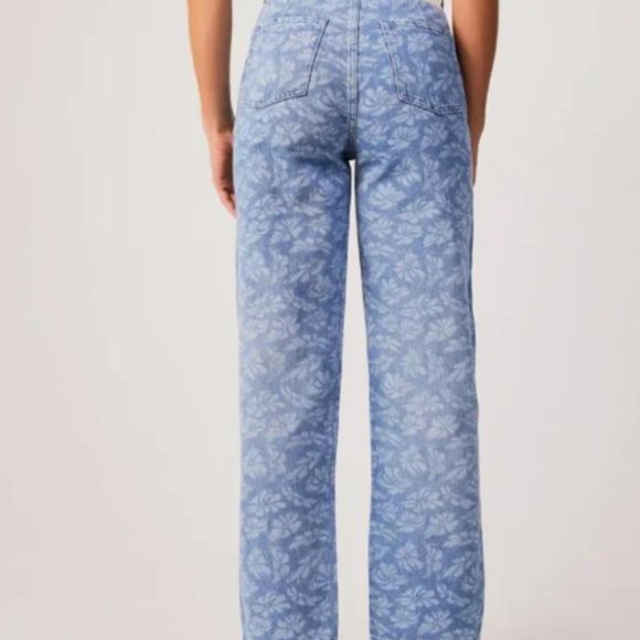 NEW WITH TAGS - Afends - shelby long hemp denim floral wide leg jeans - size 26 - Picture 4 of 5